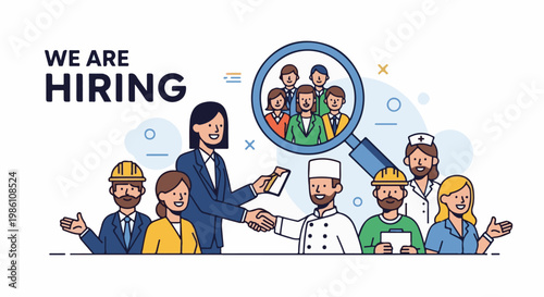 Diverse professionals are scouted and welcomed through a hiring process and recruitment