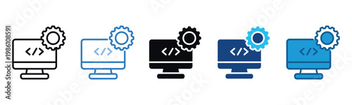 Software Development Icon Set Multiple Style Of