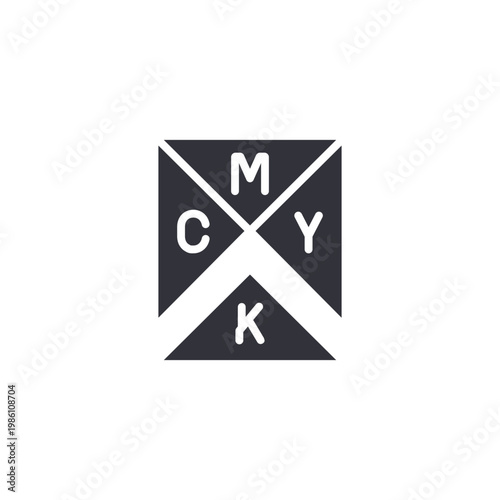 Free Download CMYK triangle icon representing color model education, print design fundamentals, and professional printing systems. - GFXLoad