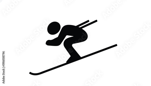 Black silhouette of a skier in motion
