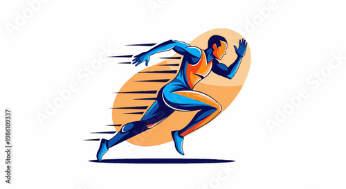 Dynamic illustration of a sprinter in motion, conveying speed and athleticism