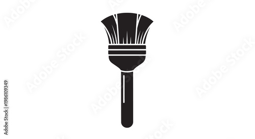 Simple black silhouette of a makeup brush on a white background