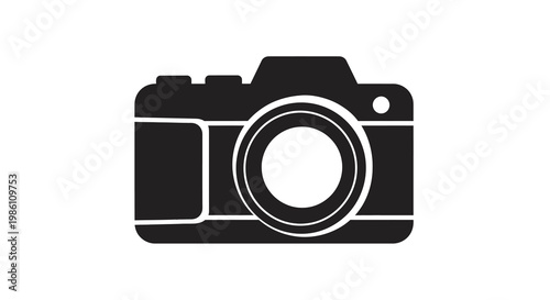 Simple black silhouette of a classic single lens reflex camera