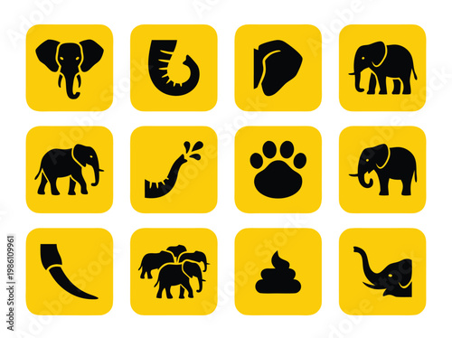Collection of Elephant Icons and Symbols.