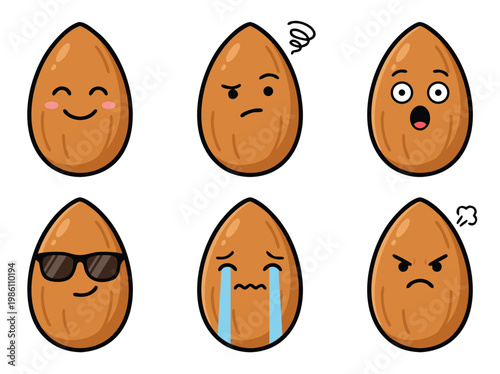 Almond Faces Expressing Emotions.