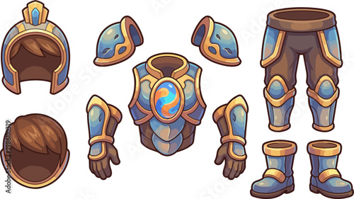 Fantasy armor pieces for character design.