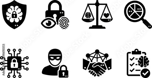 Security icons with lock and shield.