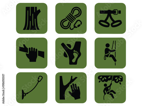 Arboriculture and Tree Climbing Icons.