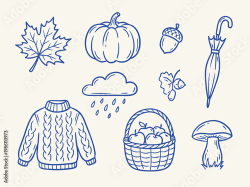 Autumn Season Doodle Collection.