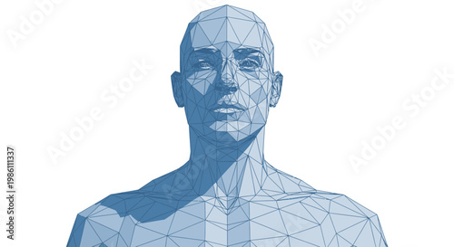 Low poly art of a man.