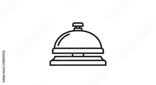 Simple line drawing of a service bell on a white background