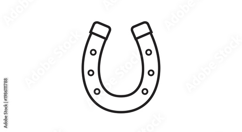 Simple black and white line drawing of a traditional horseshoe