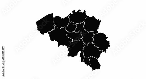 Detailed map of Belgium showing its administrative regions in black