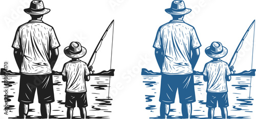 Heartwarming fathers day illustration father and son fishing together a perfect gift idea for dad