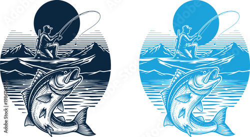 Celebrating fathers day vintage engraving of a father and son fishing a heartwarming gift idea