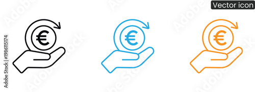 Euro currency icons on white background showing money protection and investment