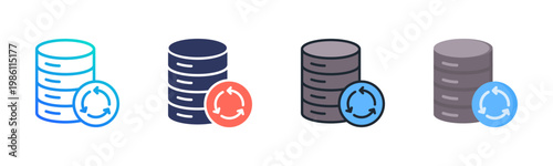 Database Icon Set Multiple Style Collection