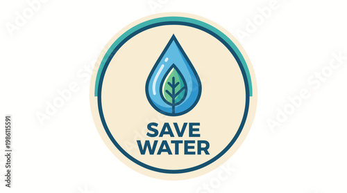 Save Water: A compelling graphic icon urges viewers to conserve precious water resources through a striking visual.