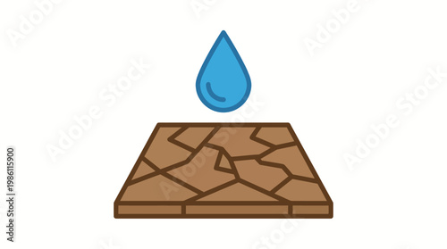 Thirsty Earth: A symbolic illustration depicts a parched earth beneath a single water droplet. Expressing the crucial need for water