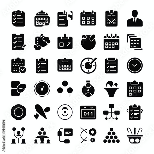 Set of 35 Business Management and Productivity Vector Icons