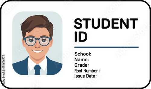 Photos Student ID Card Template with Photo and Personal Information