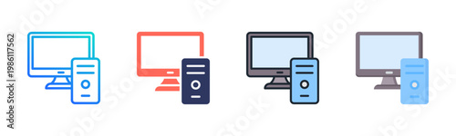 Computer Icon Set Multiple Style Collection