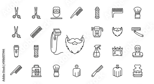 Barber shop icons and tools.