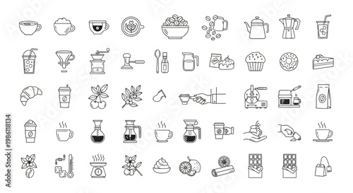 Food and drink icons set.