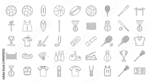 Collection of sports icons and symbols.