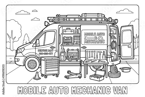 Mobile Auto Mechanic Van Fully Equipped for OnSite Vehicle Repair Services.