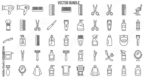 Hair care and beauty products icons.