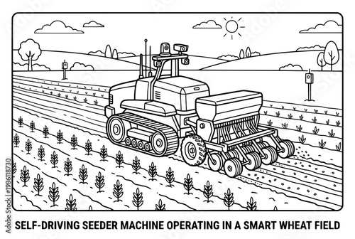 Autonomous Seeder Machine Planting Seeds in a Smart Wheat Field.