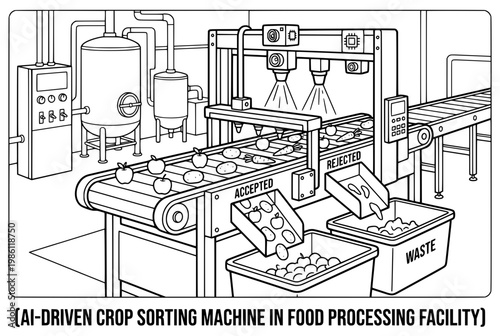 Automated Crop Sorting Machine in Food Processing Facility for Efficiency.