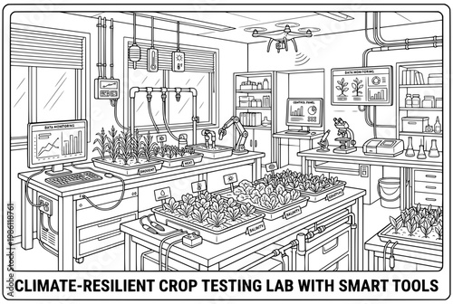 Modern Crop Testing Laboratory with Smart Agricultural Technology.