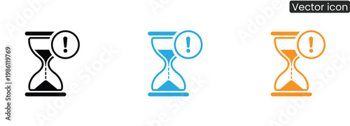 Hourglass icons with exclamation mark on white background vector