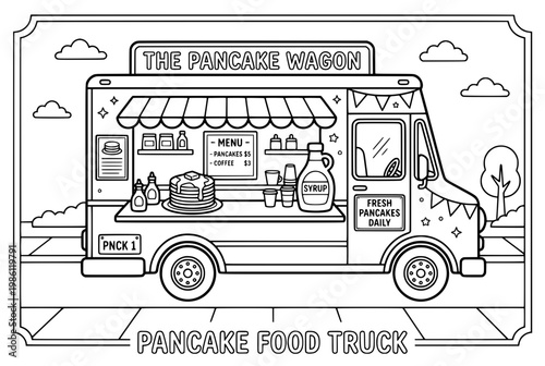 Charming Pancake Food Truck Ready for Delicious Breakfast Treats.