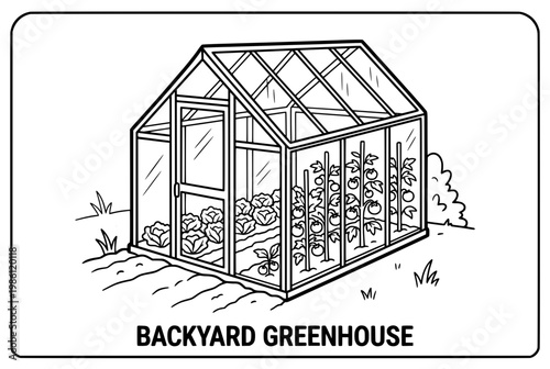 Backyard Greenhouse With Glass Panels For Plants.