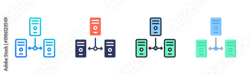 Local Area Network Icon Set Multiple Style Collection