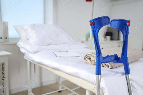 Crutches near bed in hospit...