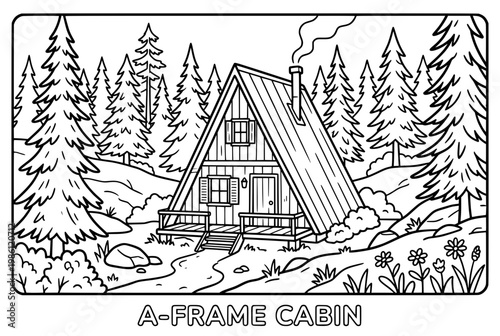 A Frame Cabin Surrounded By Snowy Forest.