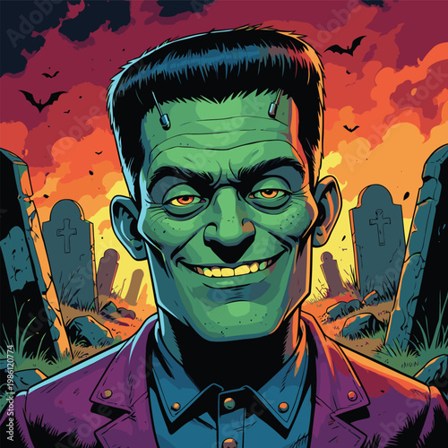 Foto funny cynical Frankenstein cartoon vector image