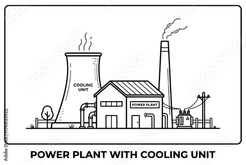 Power Plant With Cooling Unit Industrial Facility.