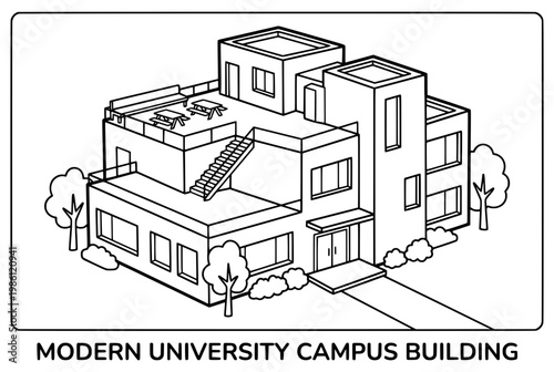 Modern university campus building exterior architecture.