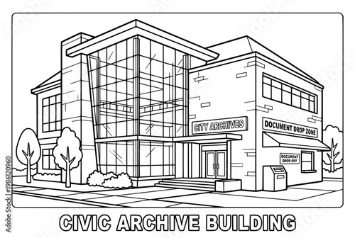 Civic Archive Building Exterior Architectural Modern Facade.