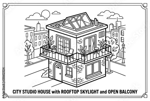 Rooftop Studio House With Skylight And Balcony.