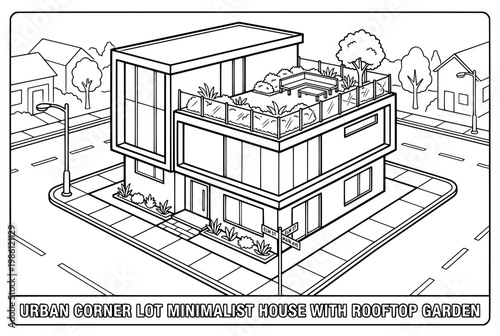 Modern Building With Rooftop Garden And Terrace.