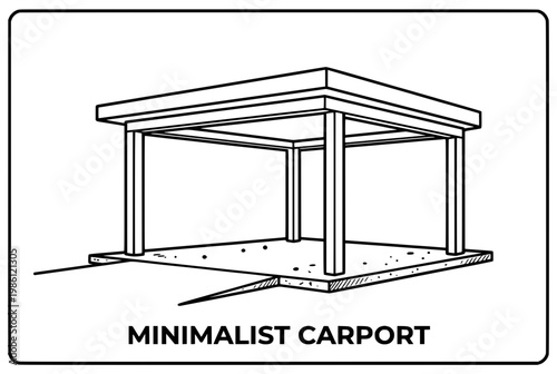 Minimalist Carport Structure Simple Design for Vehicle Shelter.