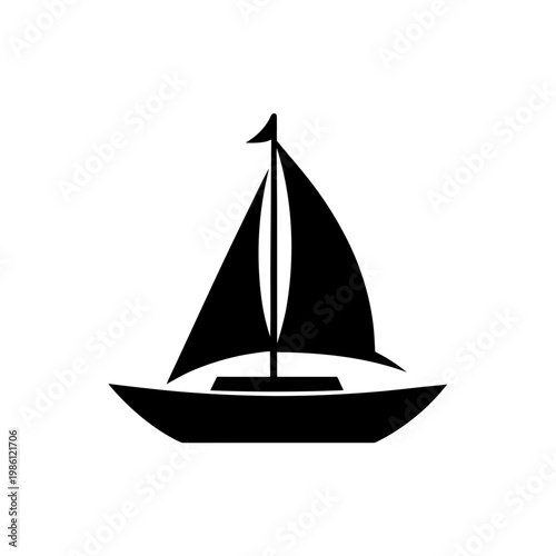 Sailboat with two sails gliding on calm water
