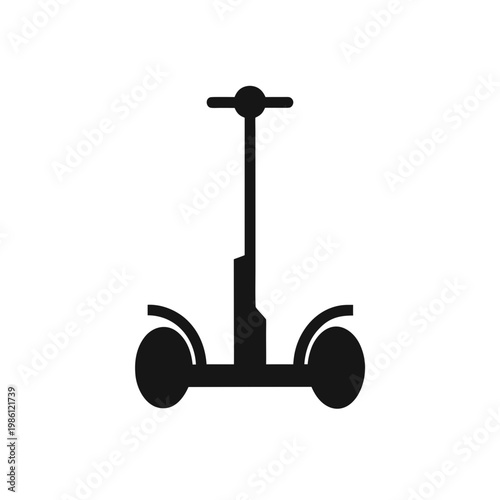 Black and white three-wheeled electric scooter with handlebar