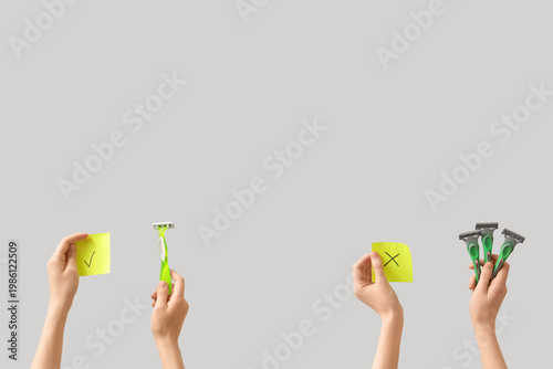 Female hands with razors an...